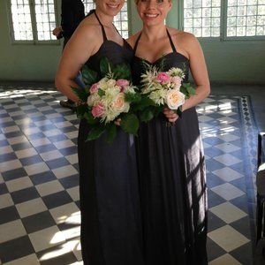 Size 4 Amsale Bridesmaid Dress - Charcoal Crinkle Chiffon